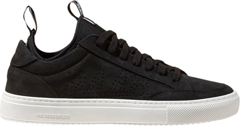 P448 Zwarte Leren Sok Sneakers