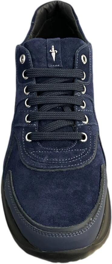 Paciotti Blauwe Suède en Leren Sneaker Blue Heren