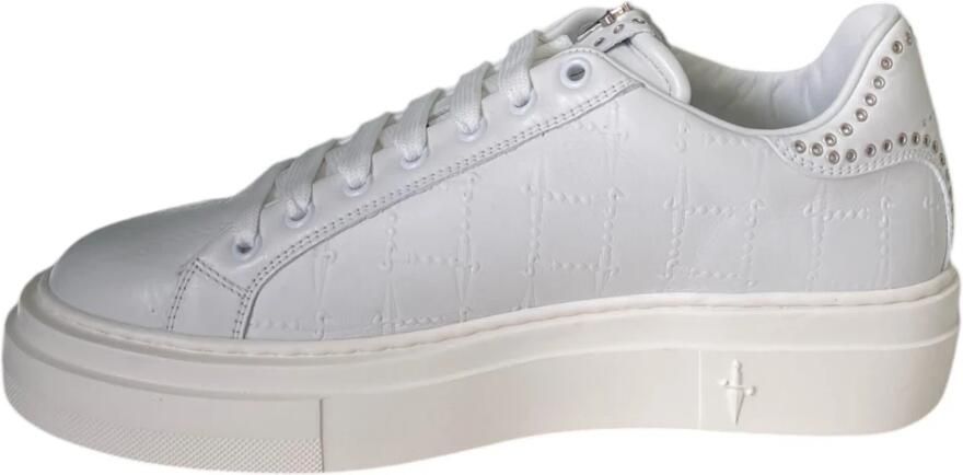 Paciotti Witte leren sneaker met dolkprint White Heren