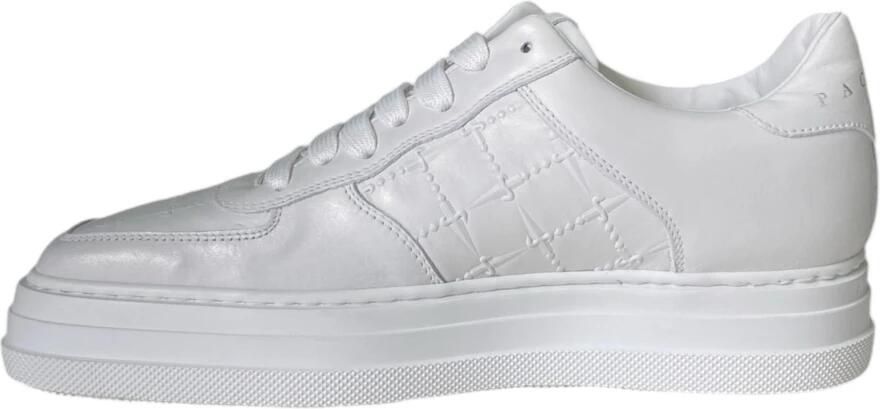 Paciotti Witte leren sneaker met vierkante neus White Heren