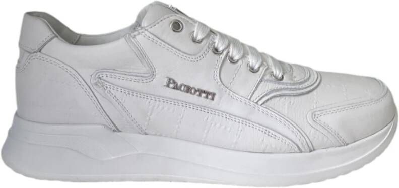 Paciotti Witte leren sneaker met dolkprint White Heren