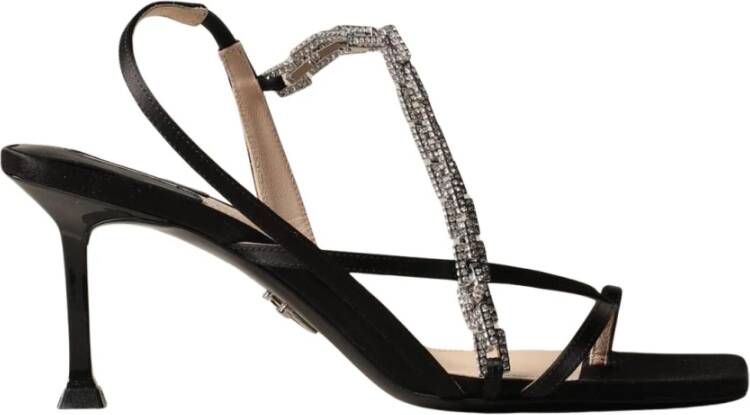 Paciotti Zwarte Satijnen Hakken Sandalen