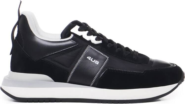 Paciotti Zwarte Suède Sneakers met Contrasterende Zool Black Heren
