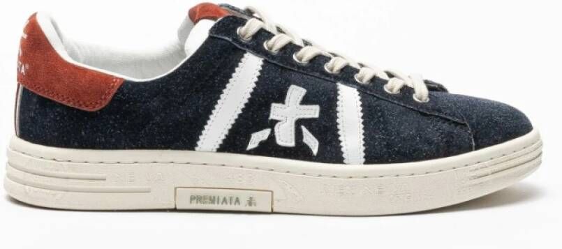 Premiata Klassieke leren sneakers met contrasterend logo Blue Heren