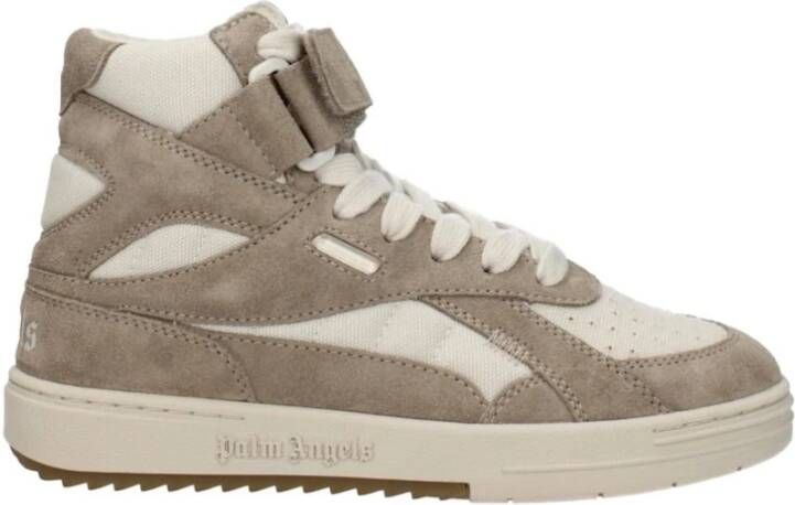Palm Angels Beige Suède Sneakers met Band Sluiting en Logo