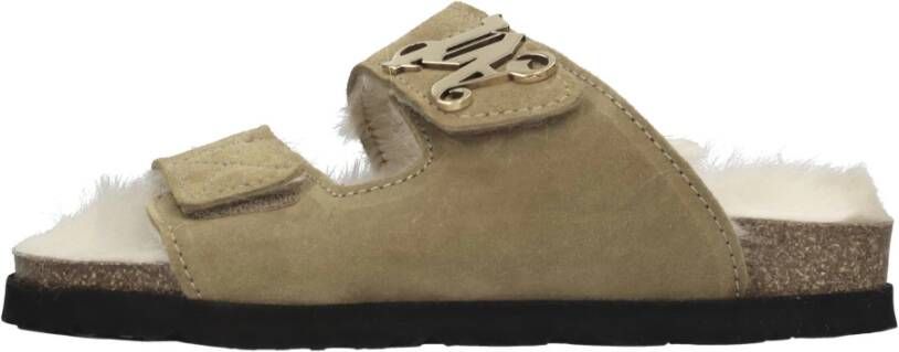 Palm Angels Beige Sandalen met Bont Binnenzool Beige Dames