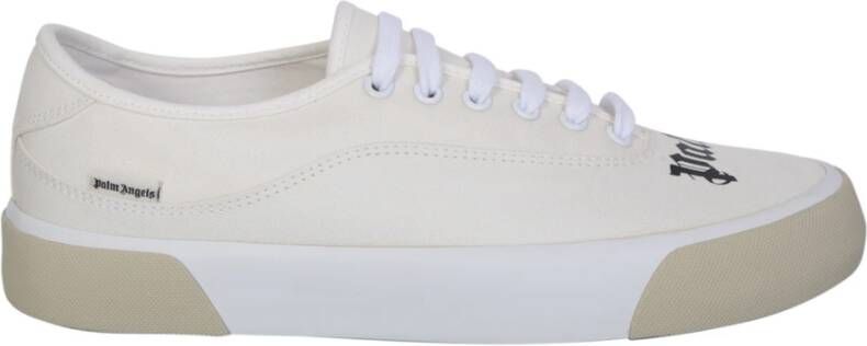Palm Angels Crème Canvas Lage Sneakers Wit Heren
