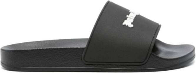 Palm Angels Slippers & Mules Dames Essential Logo Slider Zwart in zwart