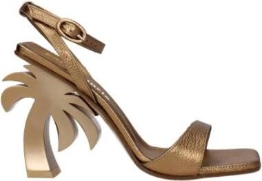 Palm Angels Gouden Leren Hoge Hak Sandalen