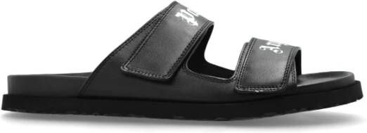 Palm Angels Leren Slippers met Logo