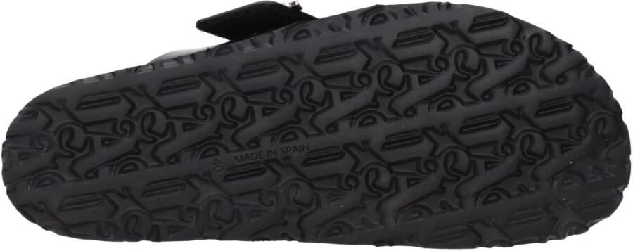 Palm Angels Leren muilen met brede band en 3D-plaquette Black Heren