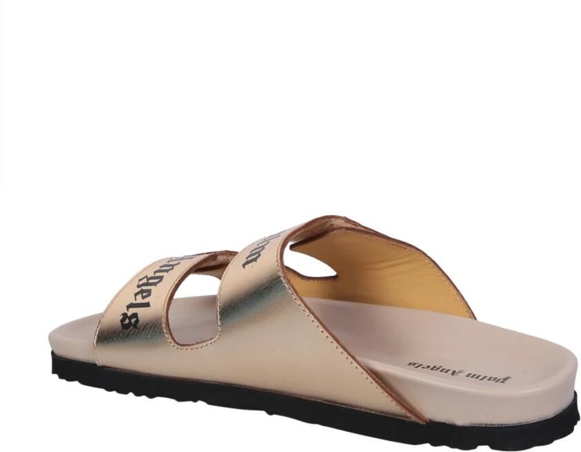 Palm Angels Gouden Leren Slippers Sandalen Metallic Effect