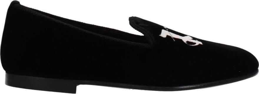 Palm Angels Zwarte Velvet Loafer met Front Logo