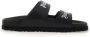 Palm Angels Zwarte Leren Sliders met Dubbele Touch Strap Black - Thumbnail 9