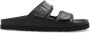 Palm Angels Zwarte Leren Sliders met Dubbele Touch Strap Black - Thumbnail 1