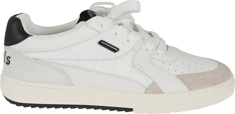 Palm Angels Witte leren sneakers met gewatteerde inzetstukken White Heren