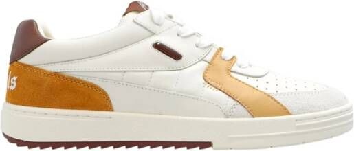 Palm Angels Leren sneakers met suède details en geborduurd logo Beige Heren