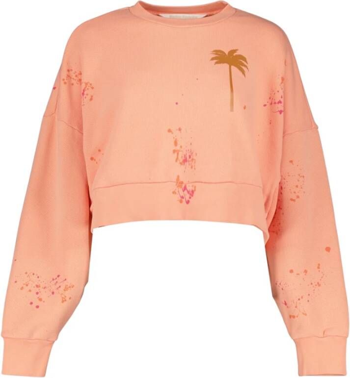 Palm Angels Sweatshirt met Verfspatten en Ribgebreide Boorden
