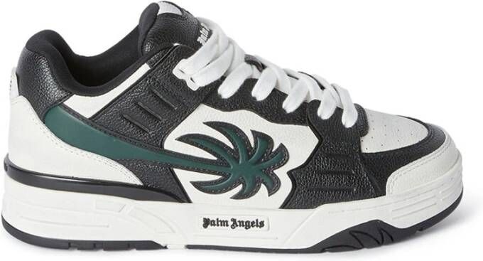 Palm Angels Versleten Leren Sneakers Zwart Groen