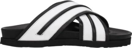Palm Angels Witte Leren Open Teen Slippers