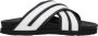 Palm Angels Witte Leren Open Teen Slippers - Thumbnail 1