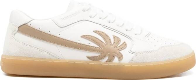 Palm Angels Witte Leren Sneaker met Palm-Tree Motif