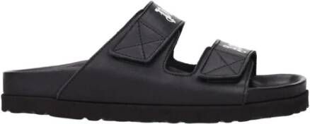 Palm Angels Zwarte leren slof met logo