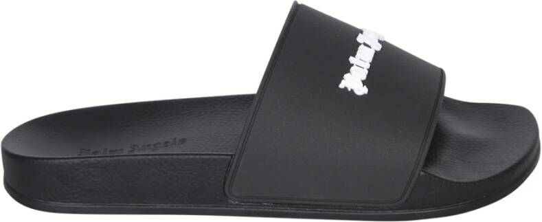 Palm Angels Zwarte Sandalen met Reliëf Logo Black Dames