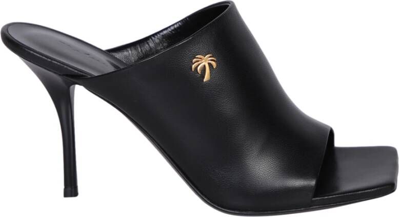 Palm Angels Zwarte slip-on sandaal met vierkante neus en dunne hak Black Dames