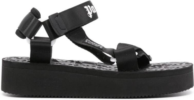 Palm Angels Zwarte Sneakers met Band en Logo Detail Black Dames