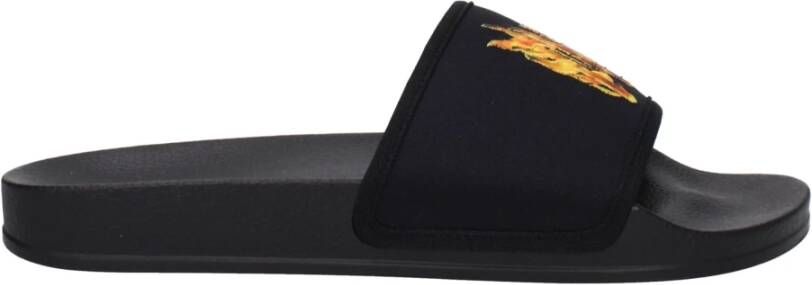 Palm Angels Zwarte Stoffen Slipper met Voorkant Logo
