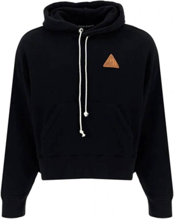 Palm Angels Zwarte Sweatshirt met Trekkoord Capuchon en Geribbelde Boorden