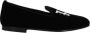 Palm Angels Zwarte Velvet Loafer met Front Logo - Thumbnail 1