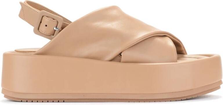 Paloma Barceló Beige Leren Sandaal Basima