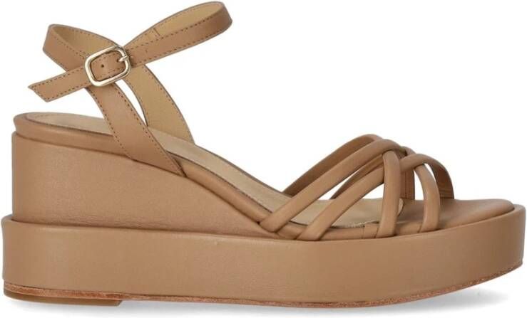 Paloma Barceló Beige Sleehak Sandaal met Enkelband Beige Dames