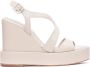 Paloma Barceló Beige Sleehak Sandalen met Gesp - Thumbnail 1