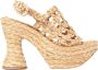 Paloma Barceló Natuurlijke Raffia Hoge Hak Sandaal Beige Dames - Thumbnail 1