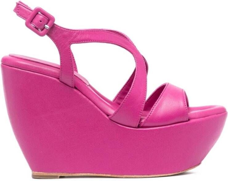 Paloma Barceló Creta Wedge Sandals With Bands Pink Dames