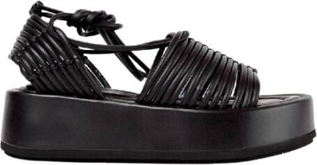 Paloma Barceló Danae Napa Black Platte Sandalen Zwart Dames