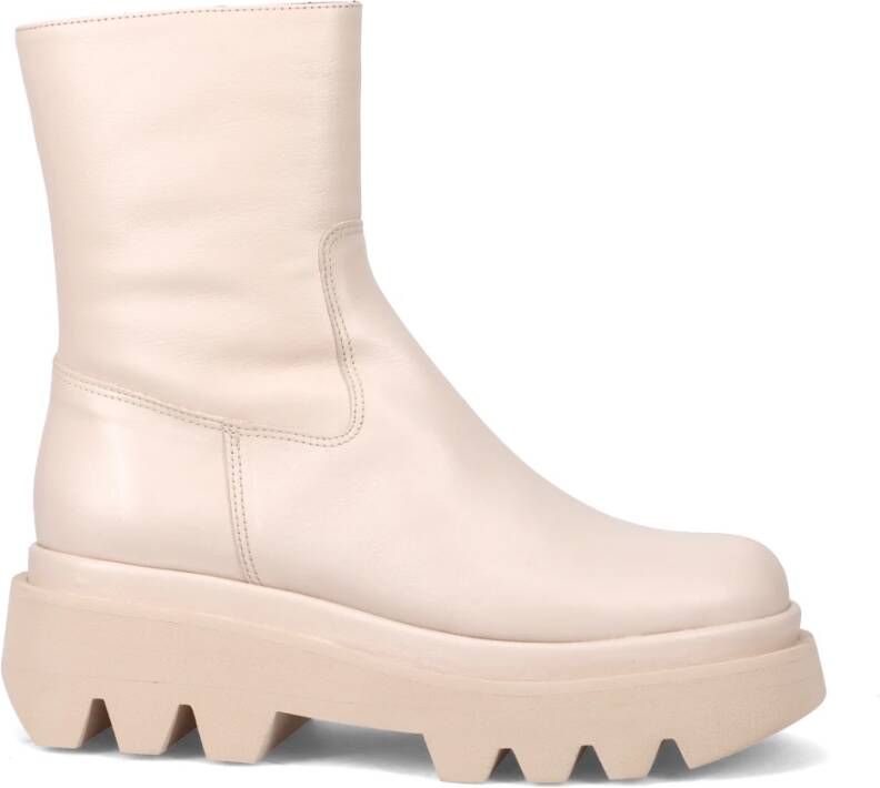 Paloma Barceló Ivory Leren Enkellaars met Plateauzool Beige Dames