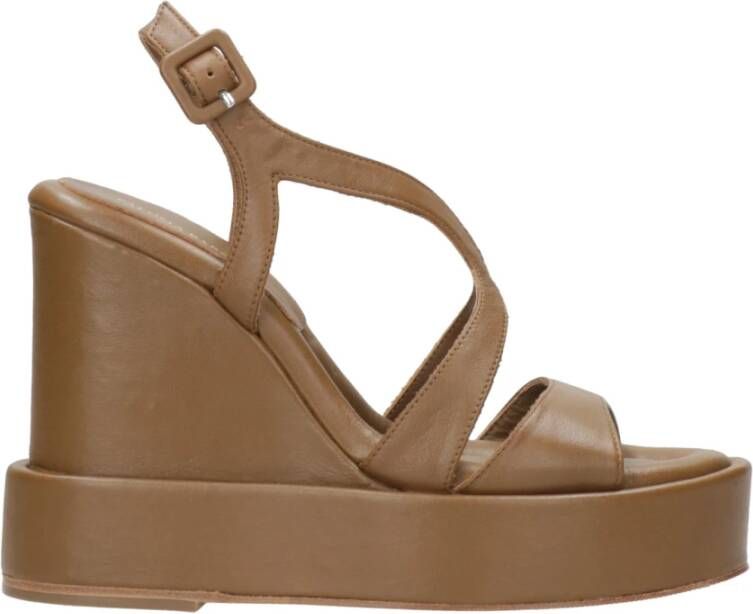 Paloma Barceló Leren Sleehak Sandalen Brown Dames