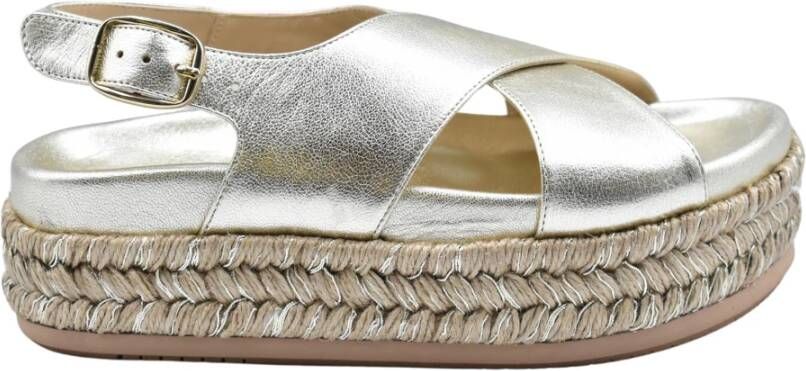 Paloma Barceló Metallic Sleehak Sandalen Champagne Beige Dames