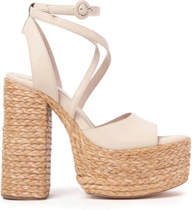 Paloma Barceló Hoge hak sandalen in ivoor raffia Beige Dames