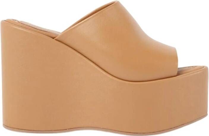 Paloma Barceló Nappa Camel Sandaal Platform Schoenen