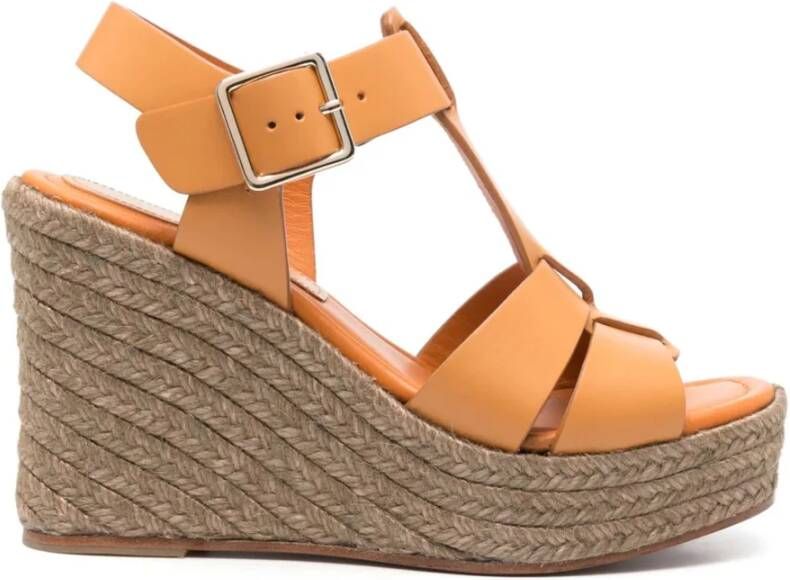 Paloma Barceló Oranje Koeienhuid Sleehak Sandalen met Gesp