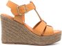 Paloma Barceló Oranje Koeienhuid Sleehak Sandalen met Gesp - Thumbnail 1