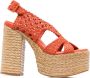 Paloma Barceló Oranje Open-Teen Hoge Blokhak Sandalen - Thumbnail 1
