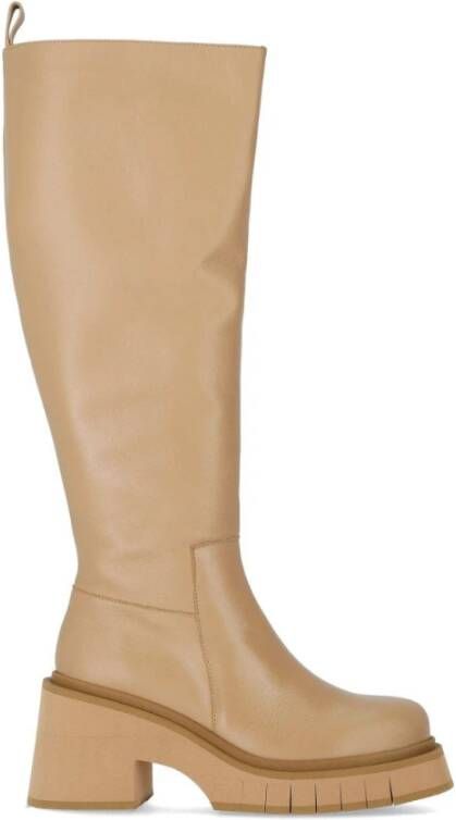 Paloma Barceló Hazelnoot Leren Ritslaars met Plateau