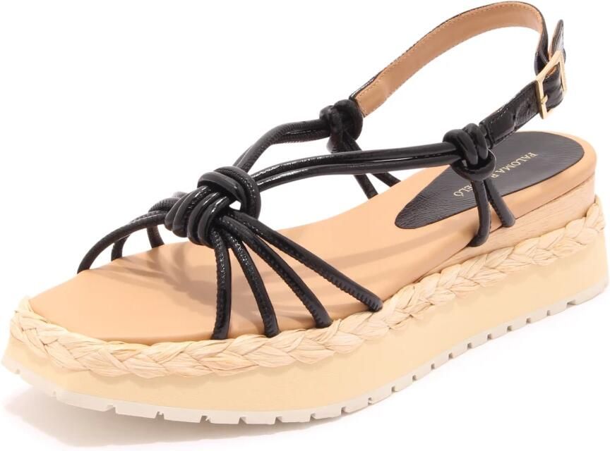 Paloma Barceló Zwarte glanzende leren sandaal model 2002