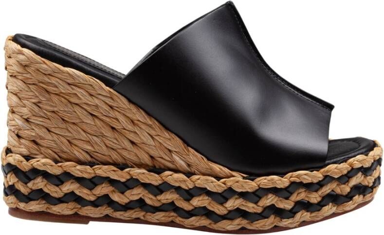 Paloma Barceló Raffia Sleehak Leren Sandaal